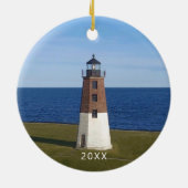 Point Judith Narragansett Lighthouse Keramik Ornament (Hinten)