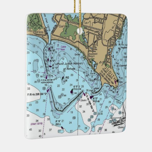 Point Judith Rhode Island Chart Keramikornament (Rechts)