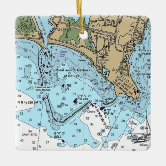 Point Judith Rhode Island Chart Keramikornament (Vorderseite)
