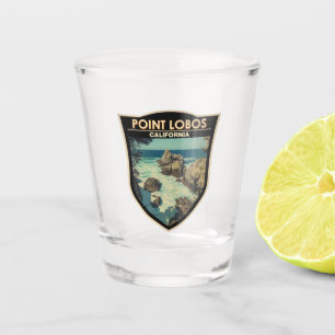 Point Lobos California Reisen Vintages Abzeichen Schnapsglas