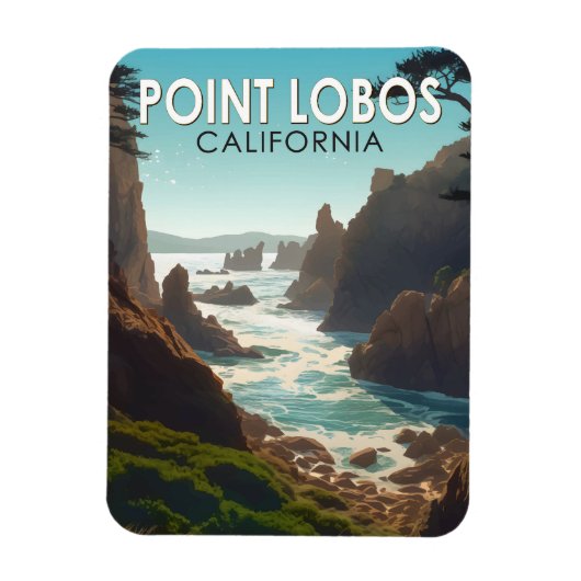Point Lobos California Vintage Magnet (Vertikal)