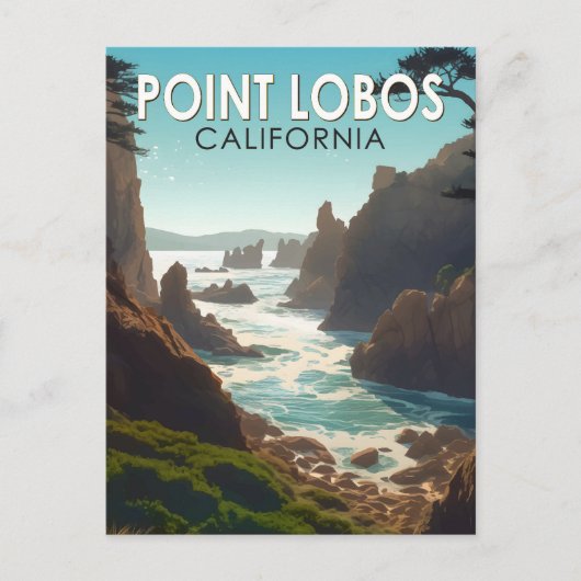 Point Lobos California Vintage Postkarte (Vorderseite)