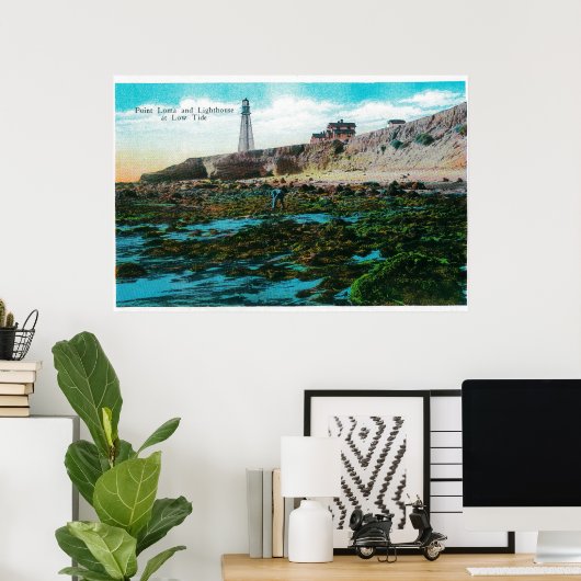 Point Loma and Lighthouse at Low Tide Poster (Heimbüro)
