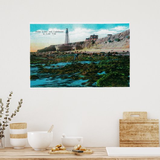 Point Loma and Lighthouse at Low Tide Poster (Küche)