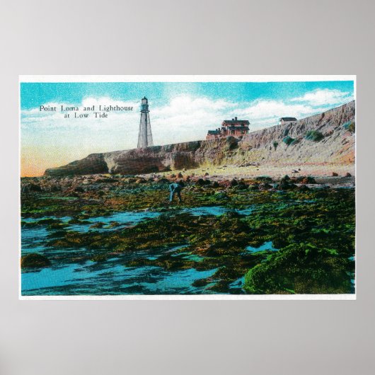 Point Loma and Lighthouse at Low Tide Poster (Vorne)