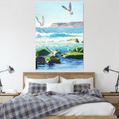 Point Loma Rocks Waves and Seagulls Leinwanddruck (Insitu (Schlafzimmer))