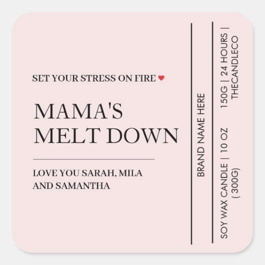 Point Mama Melt Down | Funny Candle Quadratischer Aufkleber (Vorderseite)
