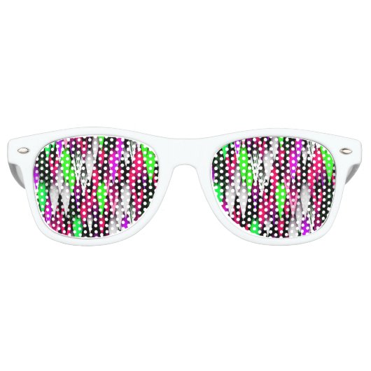 Point NEON Green Lila Pink Funky Fun Partybrille (Vorderseite)