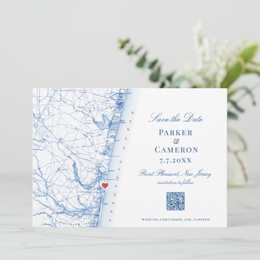 Point Pleasant New Jersey Karte Elegante Wedding (Stehend Vorderseite)