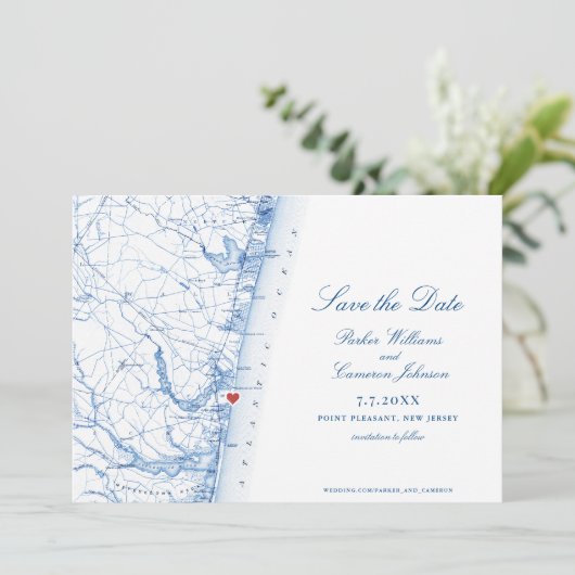 Point Pleasant New Jersey Karte Elegantes Skript (Stehend Vorderseite)