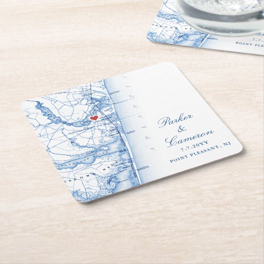 Point Pleasant NJ Map Gastgeschenk Hochzeit Navy B Rechteckiger Pappuntersetzer (angewinkelt)