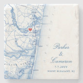 Point Pleasant NJ Map Gastgeschenk Hochzeit Navy B Steinuntersetzer (Vorderseite)