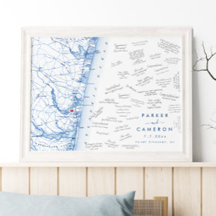 Point Pleasant NJ Wedding Map Gästebuchposter Poster