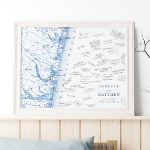 Point Pleasant NJ Wedding Map Gästebuchposter Poster