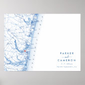 Point Pleasant NJ Wedding Map Gästebuchposter Poster (Vorne)