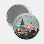 Point Reyes Lighthouse, California Round Magnet (Vorderseite/Rückseite)