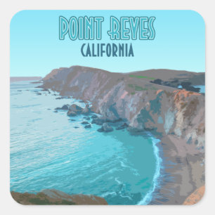 Point Reyes National Seashore California Vintag Quadratischer Aufkleber