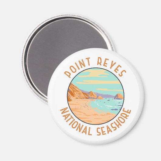Point Reyes National Seashore Distressed Circle Magnet (Vorderseite/Rückseite)
