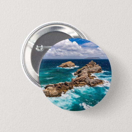 Pointe des Chateaux, Grande-Terre, Guadeloupe #2 Button (Vorne & Hinten)