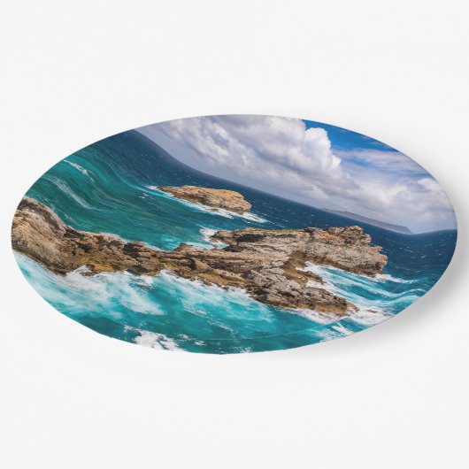 Pointe des Chateaux, Grande-Terre, Guadeloupe #2 Pappteller (Schrägansicht)