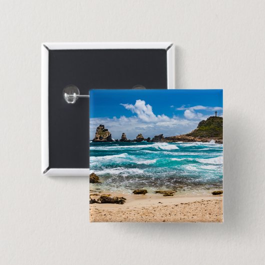 Pointe des Chateaux, Grande-Terre, Guadeloupe Button (Vorne & Hinten)