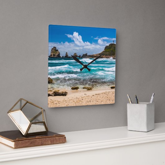 Pointe des Chateaux, Grande-Terre, Guadeloupe Quadratische Wanduhr (Büro)
