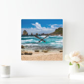Pointe des Chateaux, Grande-Terre, Guadeloupe Quadratische Wanduhr (Zuhause)