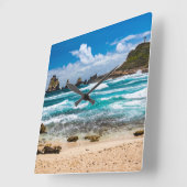 Pointe des Chateaux, Grande-Terre, Guadeloupe Quadratische Wanduhr (Winkel)