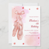 Pointe Shoes Ballett Geburtstagsfeier Einladung (Vorderseite)