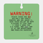 Pointe Shoes Warning Sea Green Ornament Aus Metall (Rückseite)