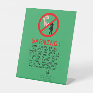Pointe Shoes Warning Sea Green Sockelschild