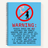 Pointe Shoes warning Sky Blue Personalisiert Notizblock (Vorderseite)