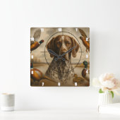 Pointer Bird Hund Jagd Enten Fasane Quadratische Wanduhr (Zuhause)