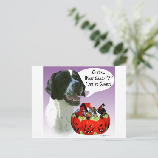 Pointer (blk) Halloween Candy Postkarte (Stehend Vorderseite)