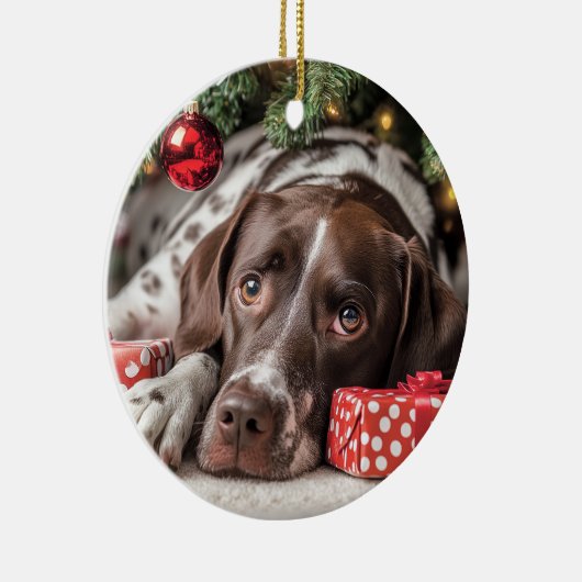 Pointer Christmas Keramik Ornament (Rechts)