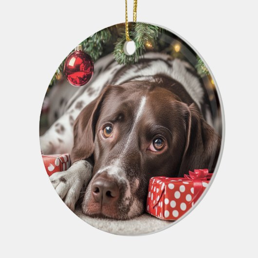 Pointer Christmas Keramik Ornament (Links)
