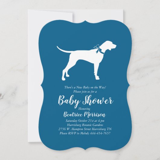 Pointer Dog Baby Shower Boy Blue Einladung (Vorderseite)