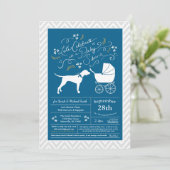 Pointer Dog Baby Shower Boy Blue Einladung (Stehend Vorderseite)