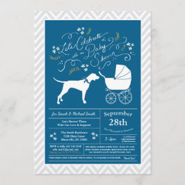 Pointer Dog Baby Shower Boy Blue Einladung