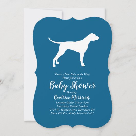 Pointer Dog Baby Shower Boy Blue Einladung (Vorderseite)