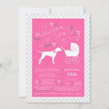 Pointer Dog Baby Shower Girl Pink