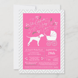 Pointer Dog Baby Shower Girl Pink Einladung