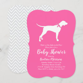 Pointer Dog Baby Shower Girl Pink Einladung