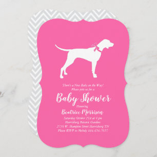 Pointer Dog Baby Shower Girl Pink Einladung