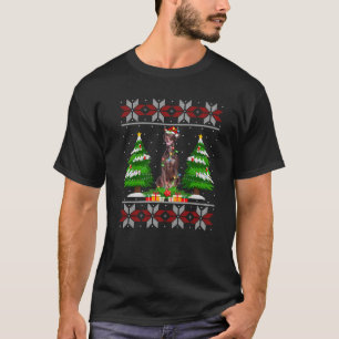 Pointer Dog Christmas Tree Lights Ugly Sweater San T-Shirt