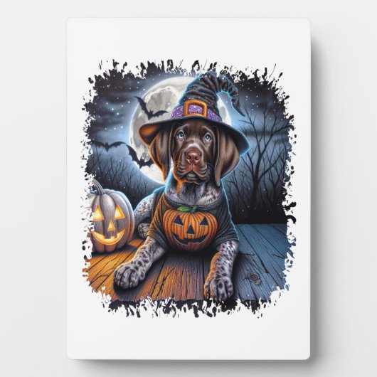 Pointer Dog Halloween Square Fotoplatte (Vorderseite)