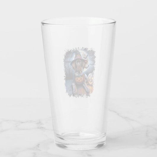 Pointer Dog Halloween Square Glas (Rückseite)