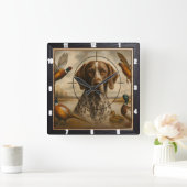 Pointer Dog Jagducken Fasane Quadratische Wanduhr (Zuhause)