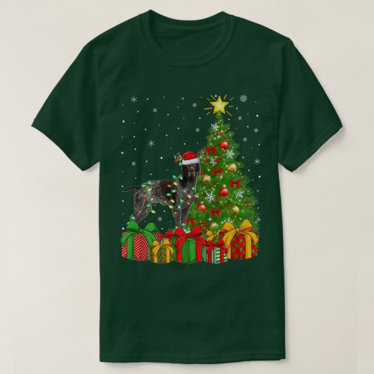 Pointer Dog Lighting Xmas Tree Santa Pointer Dog C T-Shirt (Design vorne)