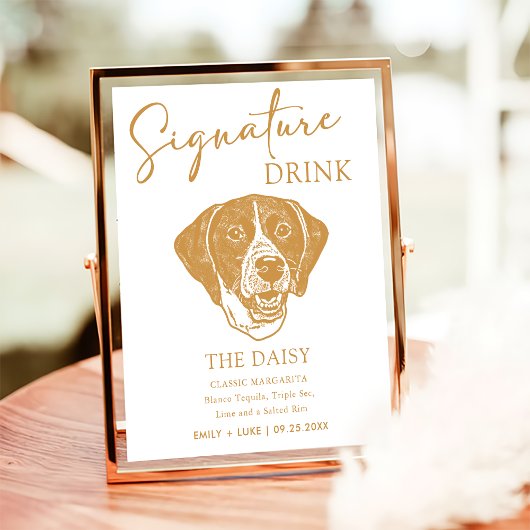 Pointer Dog Personalisierte Hochzeitstitel Drink Poster
